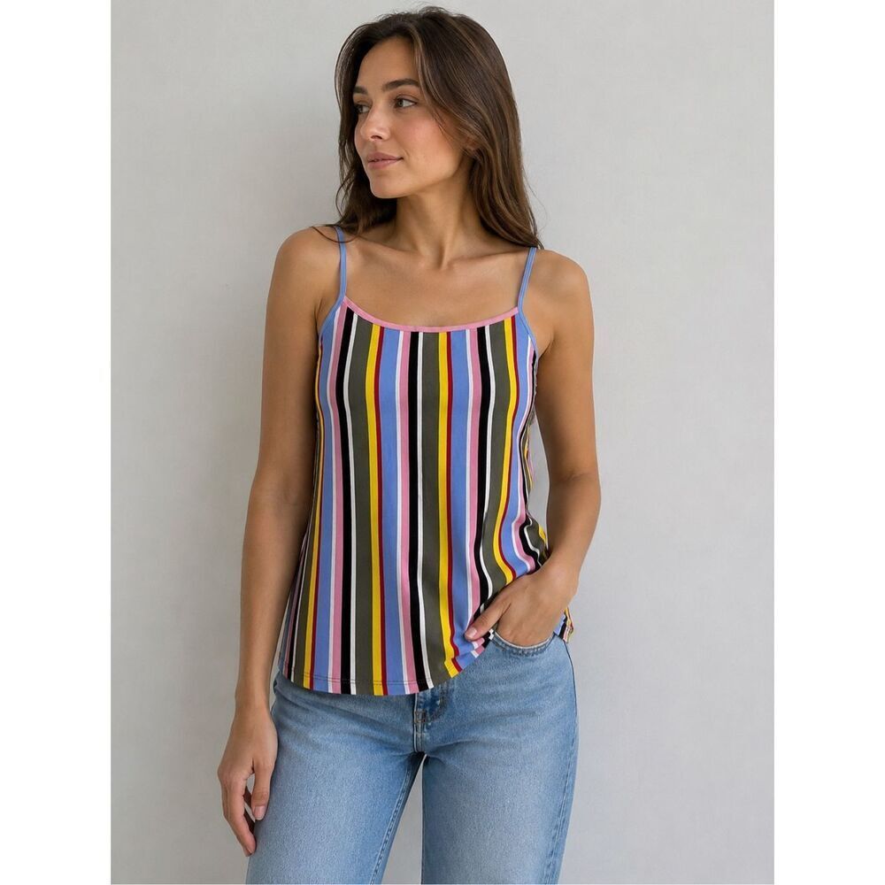 Tezenis by Calzedonia Multicolor Striped Cami Tank Top Women’s Sz L Cotton Blend